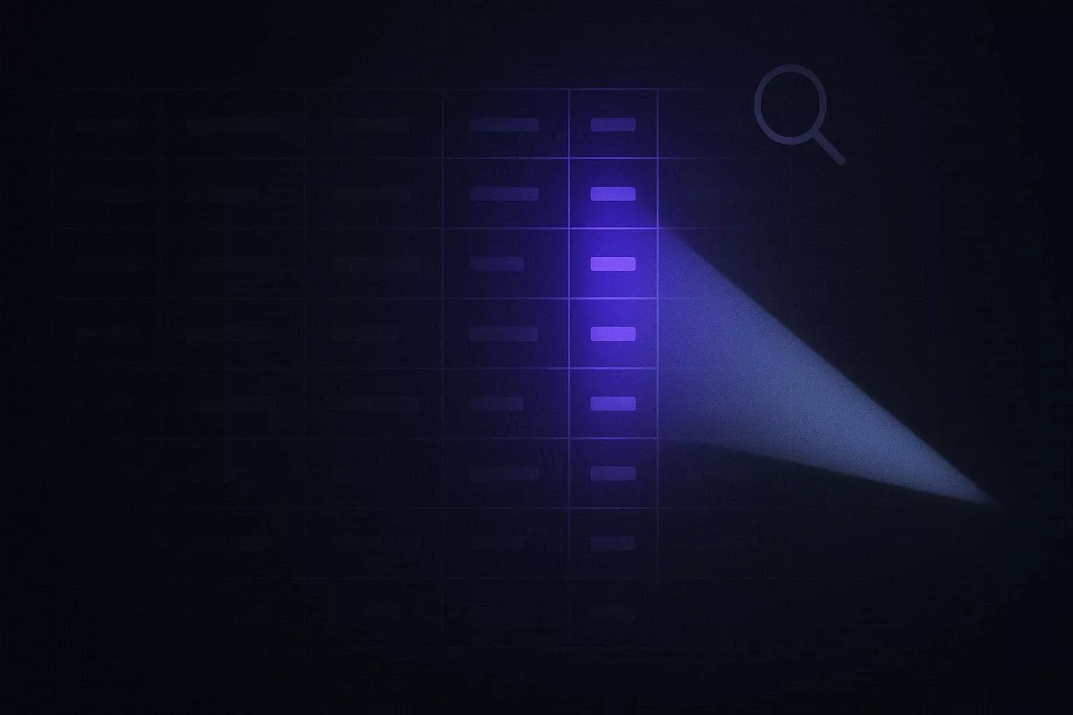 Tabla MySQL con columna indexada resaltada